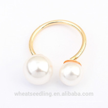 fashion simple pure gold plated pearl wedding ring